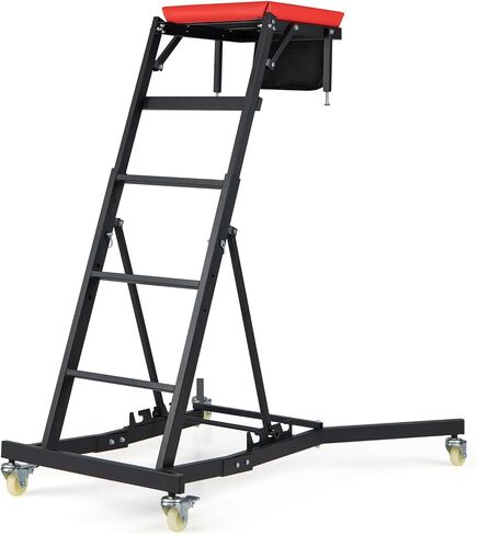Topside Automotive Engine Creeper, Foldable Mechanic Creeper with 42"-69" Adjustable Height, Casters & Tool Pouch, 400 LBS Capacity Creeper for Truck, SUV & Garage Repair, Black & Red in Kuwait