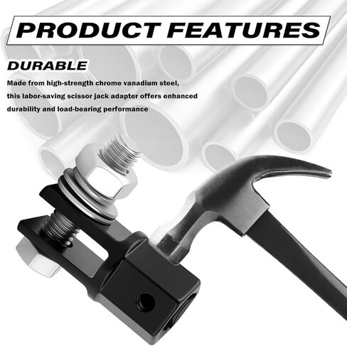 Car Scissor Jack Adapter Driven by 1/2" Impact Drills or 13/16" Lug Wrench,Sturdy Car Scissor Jack Drill Adapter Easily Lifts Jacks,Professional Labor-Saving Cars Jacks Adapters in Kuwait