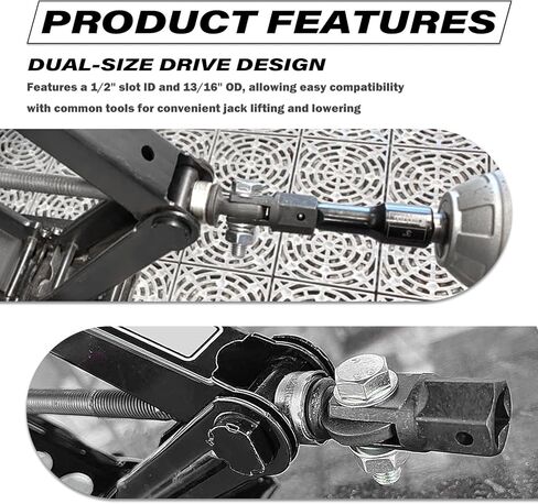 Car Scissor Jack Adapter Driven by 1/2" Impact Drills or 13/16" Lug Wrench,Sturdy Car Scissor Jack Drill Adapter Easily Lifts Jacks,Professional Labor-Saving Cars Jacks Adapters in Kuwait