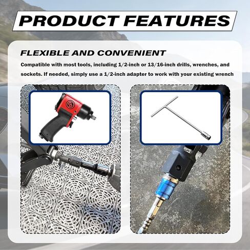 Car Scissor Jack Adapter Driven by 1/2" Impact Drills or 13/16" Lug Wrench,Sturdy Car Scissor Jack Drill Adapter Easily Lifts Jacks,Professional Labor-Saving Cars Jacks Adapters in Kuwait