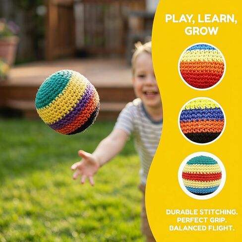 6PCS Hand-Made Knitted Bags, 2026 Upgraded Footbags Knitted, Professional Balls for Kids, Juggling Balls for Beginners, Ready-to-Use Balls (No Assembly Required) (6pcs) in Kuwait