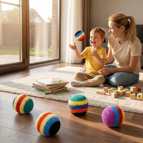 6PCS Hand-Made Knitted Bags, 2026 Upgraded Footbags Knitted, Professional Balls for Kids, Juggling Balls for Beginners, Ready-to-Use Balls (No Assembly Required) (6pcs) in Kuwait