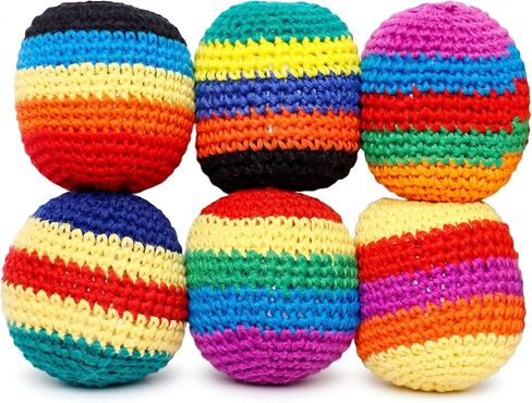 6PCS Hand-Made Knitted Bags, 2026 Upgraded Footbags Knitted, Professional Balls for Kids, Juggling Balls for Beginners, Ready-to-Use Balls (No Assembly Required) (6pcs) in Kuwait