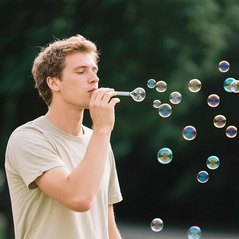 Bubble Blower Set with 2 Wands and Refillable Bottle Perfect Relaxation Gift for Men Women Holiday Parties 3-5 Days in Kuwait