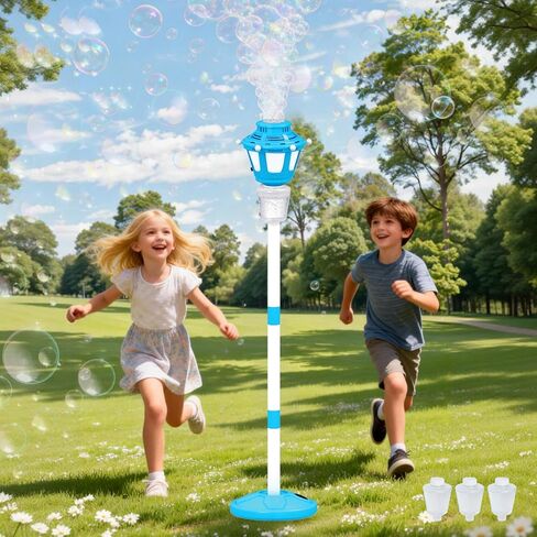 Bubble Machine for Kids Outdoor, 40" Adjustable Height Automatic Bubble Blower with Light & Rechargeable Battery, Bubble Maker Toy for Toddlers Party Birthday (Includes 3 Solution), Pink in Kuwait