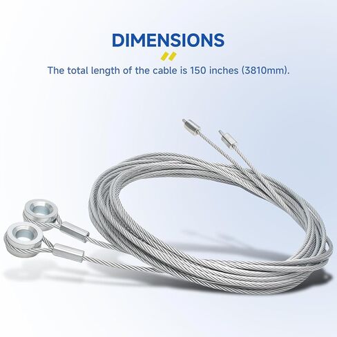 (عبوتان) كابل باب منحدر CAB1-8CB150 بطول 150 بوصة (12.5 قدم)، استبدال كابل زنبركي لباب منحدر المقطورة لأبواب منحدر مقطورة البضائع المغلقة، أسلاك فولاذية شديدة التحمل in Kuwait