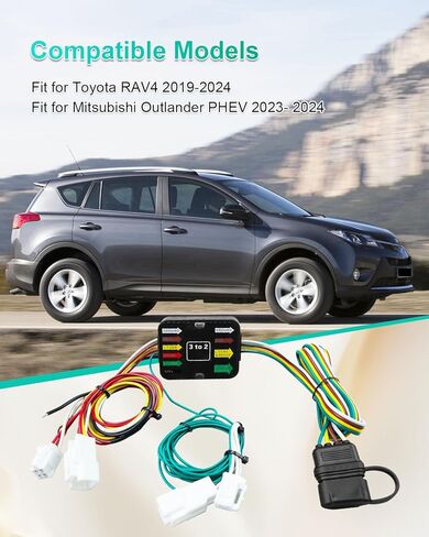 4 دبوس مقطورة الأسلاك تسخير 56434 صالح لتويوتا RAV4 2021-2025 RAV4 Prime 2022-2025 ميتسوبيشي أوتلاندر PHEV 2023-2025، موصل T موصل ضوء مقطورة مسطحة مع غطاء الغبار ومجموعة الصمامات in Kuwait