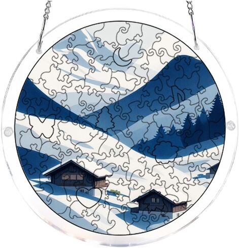 7.4in 83Pcs Handmade Craft Suncatcher Kit Swiss Alpine Village Relax Handmade Gift for Family and Friends in Kuwait