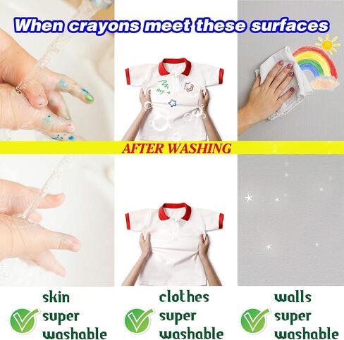 WOSWEL Super Washable Jumbo Crayons Bulk, 24 Pack Crayons with 10 Bright Colors, Non-Toxic Easy-Grip for Toddlers 1-3 & Kids Ages 4-8, Safe Art Supplies for Coloring Books & School Projects in Kuwait