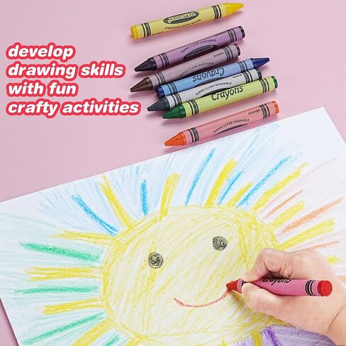 WOSWEL Super Washable Jumbo Crayons Bulk, 24 Pack Crayons with 10 Bright Colors, Non-Toxic Easy-Grip for Toddlers 1-3 & Kids Ages 4-8, Safe Art Supplies for Coloring Books & School Projects in Kuwait
