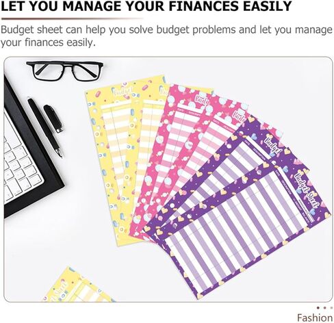 أوراق ميزانية Sosoport مع فتحات للموثق، 50 قطعة من بطاقات الميزانية المطبوعة بألوان مختلطة وتتبع النفقات وإدراجها للاستخدام المنزلي والمكتب والمدرسة، لون عشوائي in Kuwait
