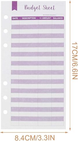 KALLORY Budget Planner Inserts A6 6-Hole Expense Tracking Sheets 60 Mixed Color Daily Budget Paper Refill for Cash Binder Home Office Supplies Random Color in Kuwait