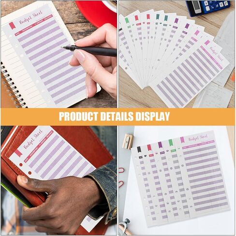 KALLORY Budget Planner Inserts A6 6-Hole Expense Tracking Sheets 60 Mixed Color Daily Budget Paper Refill for Cash Binder Home Office Supplies Random Color in Kuwait
