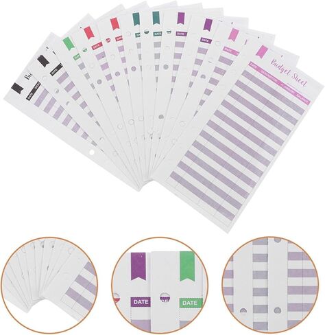 KALLORY Budget Planner Inserts A6 6-Hole Expense Tracking Sheets 60 Mixed Color Daily Budget Paper Refill for Cash Binder Home Office Supplies Random Color in Kuwait