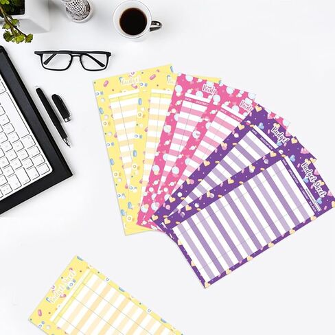 50 قطعة من بطاقات الميزانية المثقوبة بطباعة الحلوى من Artibetter، أوراق تتبع النفقات العملية متعددة الألوان، مخطط الميزانية النقدية المنزلية المحمولة للمكتب والتمويل الشخصي، لون عشوائي in Kuwait