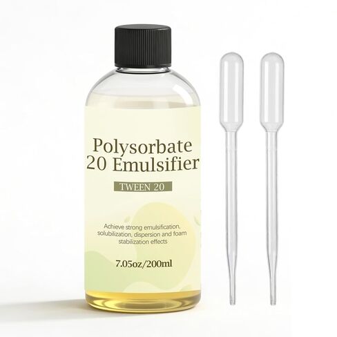 7.05 oz Polysorbate 20 Emulsifier (Tween 20) Premium Liquid, Skin-Gentle, High-Efficiency Emulsifying Agent for DIY Cosmetics, Handmade Soap, Non-Irritating & Easy to Mix in Kuwait