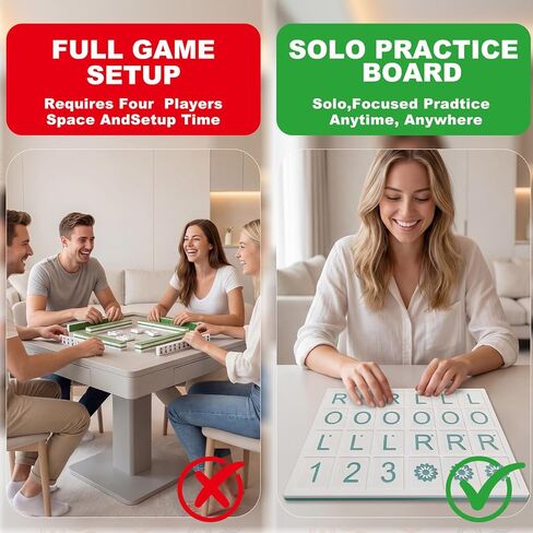 Mahjong Practice Board 3D Printed Solo Trainer with RLO Charleston Guide & 24 Slots - Training Aid for Learning 2026 New Card Patterns, Strategy Tool for Beginners & Pros Green in Kuwait