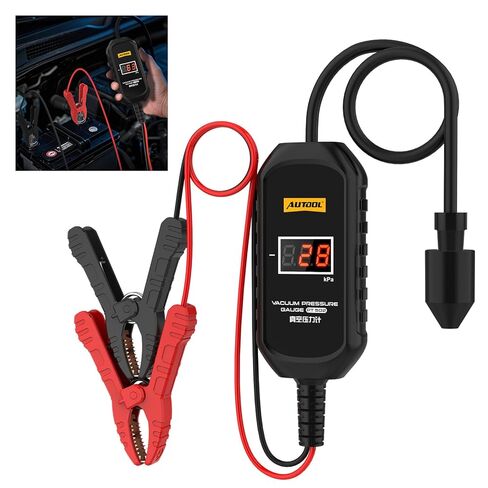 AUTOOL PT502 Digital Vacuum Pressure Gauge, Automotive Vacuum Leak Tester with Temperature Compensation, 101kPa High Accuracy Engine Intake Exhaust EGR Diagnostic Tool, 12V Car Powered in Kuwait