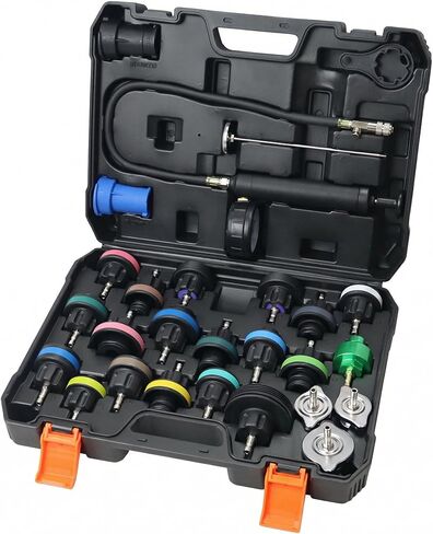 Coolant Pressure Tester Kit – Radiator System Leak Detector & Cooling Test Tool with Tesla, Porsche Adapter (27-Piece) (Nylon) in Kuwait