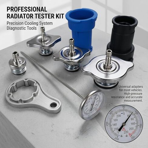 Coolant Pressure Tester Kit – Radiator System Leak Detector & Cooling Test Tool with Tesla, Porsche Adapter (27-Piece) (Nylon) in Kuwait
