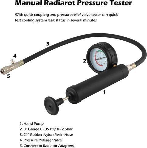 Coolant Pressure Tester Kit – Radiator System Leak Detector & Cooling Test Tool with Tesla, Porsche Adapter (27-Piece) (Nylon) in Kuwait