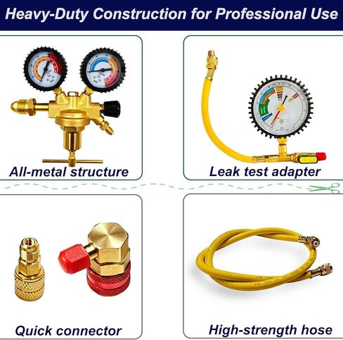 53010 مجموعة اختبار ضغط السيارات/HVAC، أدوات اختبار ضغط النيتروجين، تتضمن 53001 منظم ضغط النيتروجين، محول اختبار التسرب 53042، خرطوم الشحن، محول R134a، محول R410A in Kuwait