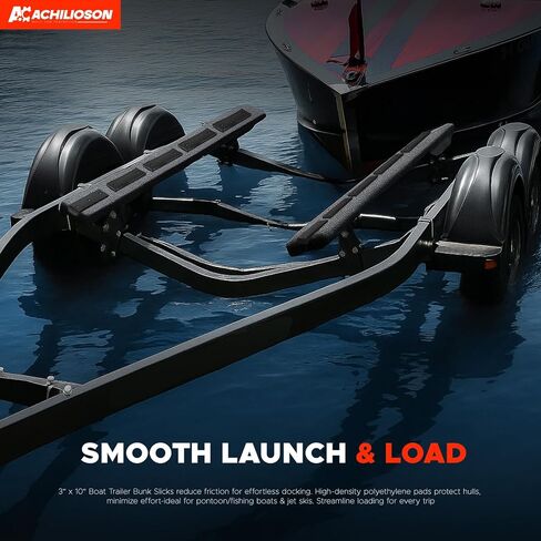 10 pcs Boat Trailer Bunk Slides Kit,Boat Trailer Bunk Slide Pads and Enders Boat Trailer Bunk Slicks for Easier Launching,- 8 Pads (3"x10") + 2 Bunk Enders in Saudi Arabia