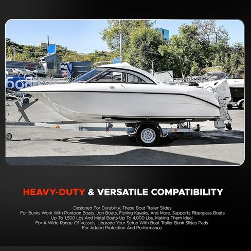 10 pcs Boat Trailer Bunk Slides Kit,Boat Trailer Bunk Slide Pads and Enders Boat Trailer Bunk Slicks for Easier Launching,- 8 Pads (3"x10") + 2 Bunk Enders in Saudi Arabia