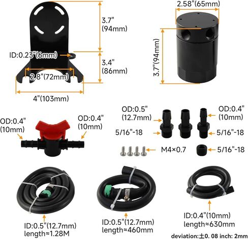 Baffled Oil Catch Can Compatible with 2018-2023 Jeep Wrangler JL Gladiator 3.6L Aluminum Black in Kuwait