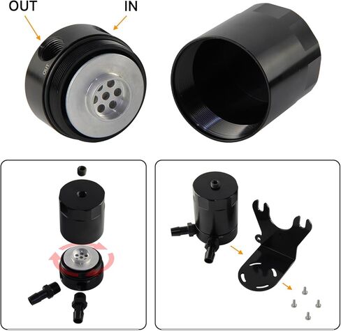 Baffled Oil Catch Can Compatible with 2018-2023 Jeep Wrangler JL Gladiator 3.6L Aluminum Black in Kuwait