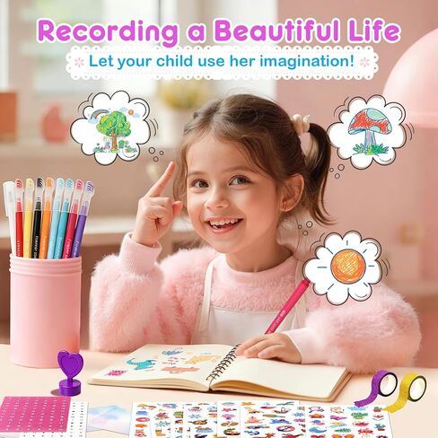 GUYUCOM مجموعة سجل القصاصات اليومية لوازم 200+ الملحقات DIY دفتر مذكرات الفنون والحرف للفتيات في سن المراهقة الذين تتراوح أعمارهم بين 8-12 مع ملصقات Kawaii لطيف اشي الشريط عيد ميلاد الأطفال هدايا عيد الحب in Kuwait
