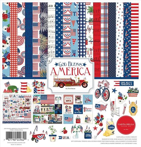 Carta Bella Paper Company God Bless America Collection Kit Paper , 12-x-12-Inch in Kuwait