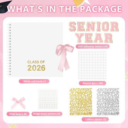 Tenceur Senior 2026 مجموعة قصاصات التخرج 10 × 10 بوصة فئة 2026 DIY كتاب صور الذاكرة مع ملصقات الحروف هدية التخرج لكبار 2026 الطلاب in Kuwait