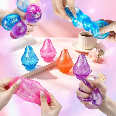 Squishy Stress Balls, Cube Squishies Anxiety Stress Relief Ice Squishy Malt Sugar Balls, Soft Sensory Calming Toys for Kids Teens, Party Favors & Classroom Prizes for Kids - Blue in Kuwait