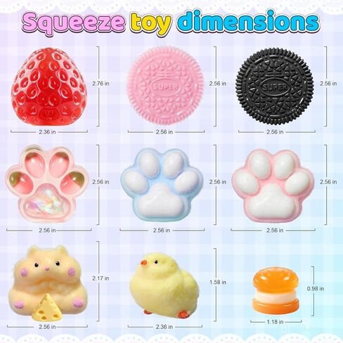22PCS Squishy Toys, Adorable Squeeze Toys Set, Fidget Toys Kit for Kids & Adults, Squishies Ideal for Anxiety Stress Relief, Party Favors Classroom Birthday Gifts for Boys & Girls in Kuwait