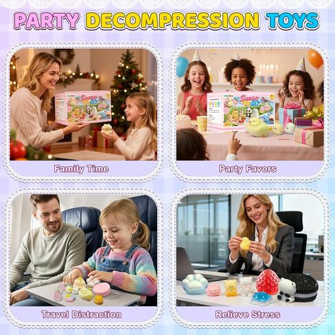 22PCS Squishy Toys, Adorable Squeeze Toys Set, Fidget Toys Kit for Kids & Adults, Squishies Ideal for Anxiety Stress Relief, Party Favors Classroom Birthday Gifts for Boys & Girls in Kuwait