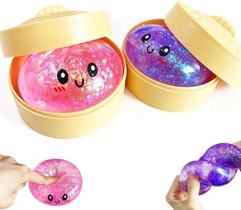 2 Packs Sugar Glitter Dumpling Squishy Toys, Dumplings Squeeze Stress Anxiety Relief for Kids & Adults, Dumpling Squishies Sensory Fidget Toy Gift for Boys,Girls,Teens in Kuwait