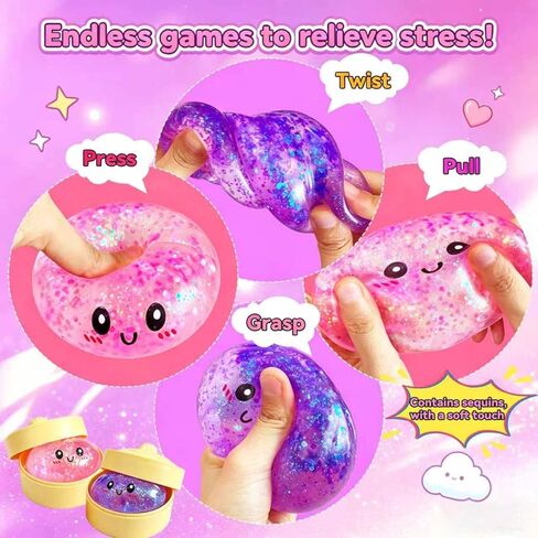 2 Packs Sugar Glitter Dumpling Squishy Toys, Dumplings Squeeze Stress Anxiety Relief for Kids & Adults, Dumpling Squishies Sensory Fidget Toy Gift for Boys,Girls,Teens in Kuwait