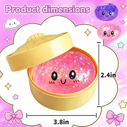 2 Packs Sugar Glitter Dumpling Squishy Toys, Dumplings Squeeze Stress Anxiety Relief for Kids & Adults, Dumpling Squishies Sensory Fidget Toy Gift for Boys,Girls,Teens in Kuwait