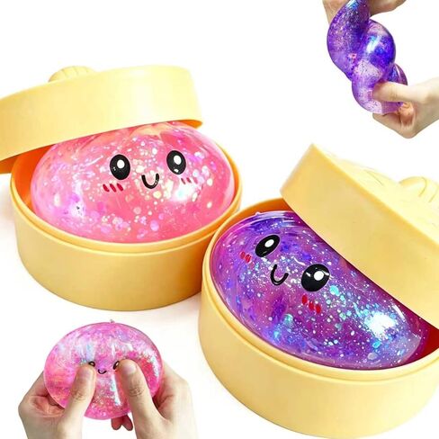 2 Packs Sugar Glitter Dumpling Squishy Toys, Dumplings Squeeze Stress Anxiety Relief for Kids & Adults, Dumpling Squishies Sensory Fidget Toy Gift for Boys,Girls,Teens in Kuwait