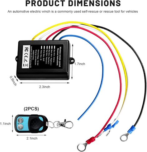 Wireless Winch Remote Control Kit, 12V 24V Anti Interference Winch Receiver with 2 Remotes, 98 Ft Recovery Winches System Handset Switch Receiver for Car Truck SUV ATV in Kuwait