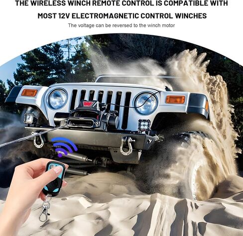 Wireless Winch Remote Control Kit, 12V 24V Anti Interference Winch Receiver with 2 Remotes, 98 Ft Recovery Winches System Handset Switch Receiver for Car Truck SUV ATV in Kuwait