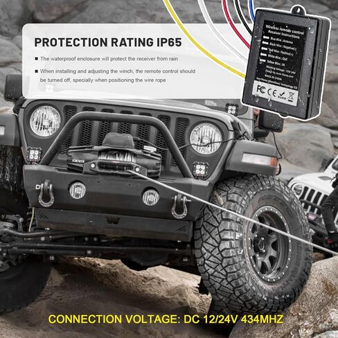 Wireless Winch Remote Control Kit, 12V 24V Anti Interference Winch Receiver with 2 Remotes, 98 Ft Recovery Winches System Handset Switch Receiver for Car Truck SUV ATV in Kuwait