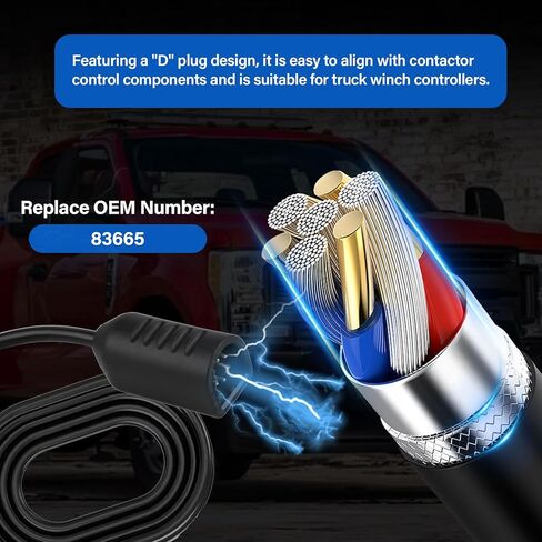 83665 Winch Remote Controller for Warn M8000 M10000 M12000 VR12000 Zeon 10S & XD9000i Winches, Winch Remote Control Hand held 5 Pin D Plug, Winch Hand Remote with Ergonomic Grip & 12Ft D-Shape Cable in Kuwait