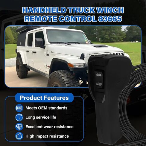 83665 Winch Remote Controller for Warn M8000 M10000 M12000 VR12000 Zeon 10S & XD9000i Winches, Winch Remote Control Hand held 5 Pin D Plug, Winch Hand Remote with Ergonomic Grip & 12Ft D-Shape Cable in Kuwait