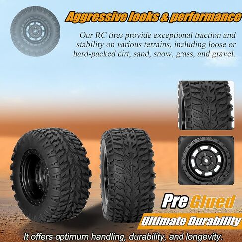 عجلات وإطارات RC Station 12 مم سداسية RC لإطارات وعجلات 1/14 Hyper Go H14BM لـ 1/10 مقياس Traxxas RC لشاحنة دورة قصيرة Riaario Amoril Mini RC إطارات عجلات 4 قطع مُلصقة مسبقًا in Kuwait