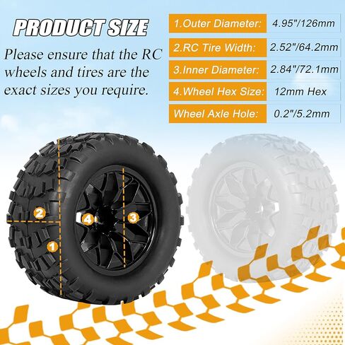 عجلات وإطارات RC Station 12 مم سداسية RC بمقياس 1/10 2.8 إطارات وعجلات شاحنة RC لـ Traxxas Rustler Stampede Hoss E-Revo 2wd 4x4 vxl إطارات وعجلات Redcat Riaario Amoril إطارات عجلات مُلصقة مسبقًا 4 قطع in Kuwait