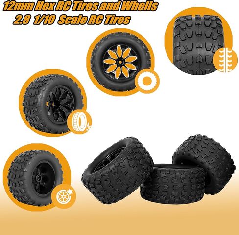 عجلات وإطارات RC Station 12 مم سداسية RC بمقياس 1/10 2.8 إطارات وعجلات شاحنة RC لـ Traxxas Rustler Stampede Hoss E-Revo 2wd 4x4 vxl إطارات وعجلات Redcat Riaario Amoril إطارات عجلات مُلصقة مسبقًا 4 قطع in Kuwait
