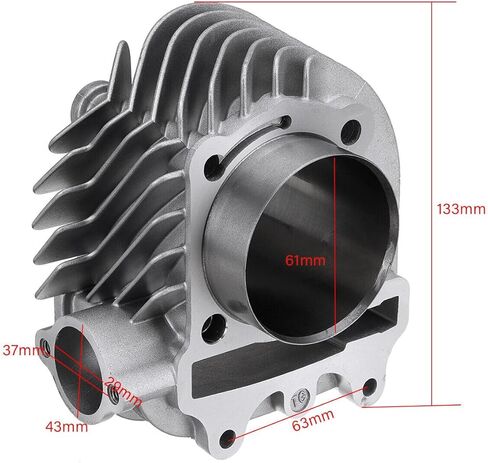 RedCap Motorcycle 61mm Big Bore Head Cylinder with Piston Rings Rebuild Kit for GY6 170cc - 200cc Bikes Engine TANK 200 TaoTao Bull 200 with 57mm Stud Spacing Type K-Block (Engine LF161QMK) in Kuwait