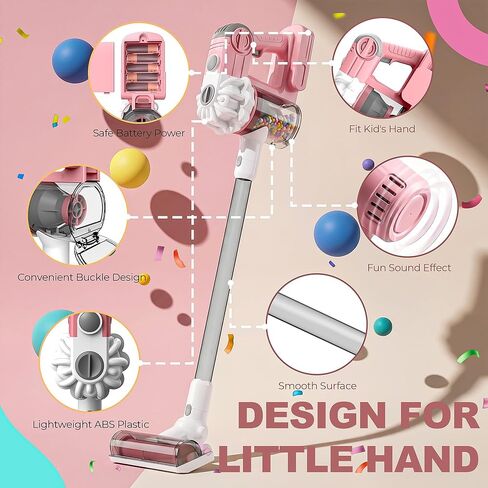 SMILESSKIDDO Kids Vacuum That Really Works - 3-in-1 Vacuum Toy with Real Suction, Toddler Cleaning Toy Set with Cleaning Cloth, Apron, Duster & Colorful Beads, Housekeeping Toy for Kids in Kuwait
